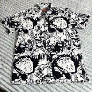 FRESH PRINTS Tokyo Anime Button Shirt - M - All Over Print Art Japan Manga‎ RARE